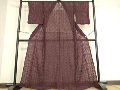 平和屋着物＊夏物 小紋 総レース 花繋ぎ 黒鳶色 逸品 DAAV5562az