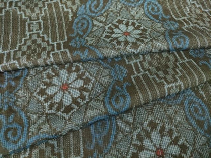 平和屋着物▽本場大島紬 単衣 割り込み絣 正倉院花文 正絹 逸品 DAAV5563az
