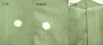 平和屋着物▽訪問着 単衣 紬地 絞り 丸文 松葉色 正絹 逸品 DAAV5566az