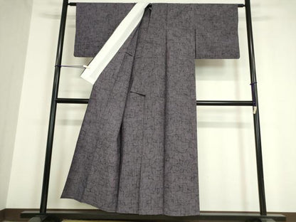 平和屋着物▽上質な紬　単衣　蔦の葉文　正絹　逸品　DAAV5568az