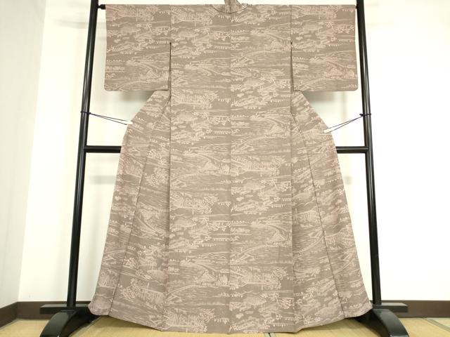 平和屋着物▽上質な小紋 単衣 名所風景文 正絹 逸品 DAAV5571az