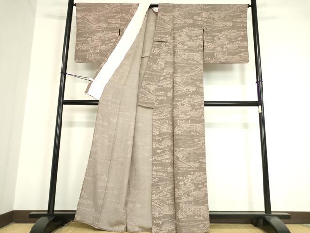 平和屋着物▽上質な小紋 単衣 名所風景文 正絹 逸品 DAAV5571az