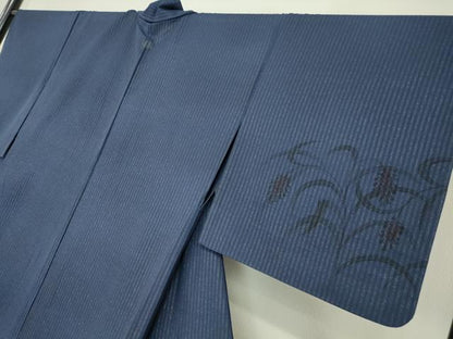 平和屋着物▽訪問着　単衣　草花文　銀通し地　正絹　逸品　DAAV5574az