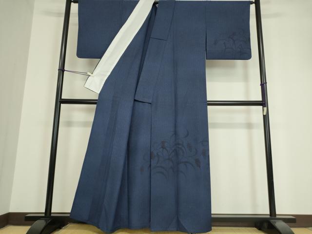 平和屋着物▽訪問着　単衣　草花文　銀通し地　正絹　逸品　DAAV5574az