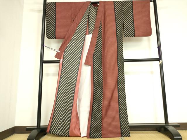 平和屋着物▽小紋　単衣　変わり縞　洗える着物　DAAV5579az