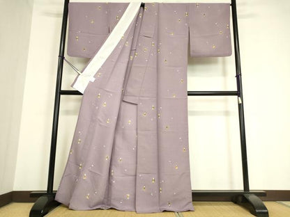 平和屋着物▽小紋　単衣　人物舞桜文　洗える着物　DAAV5584az