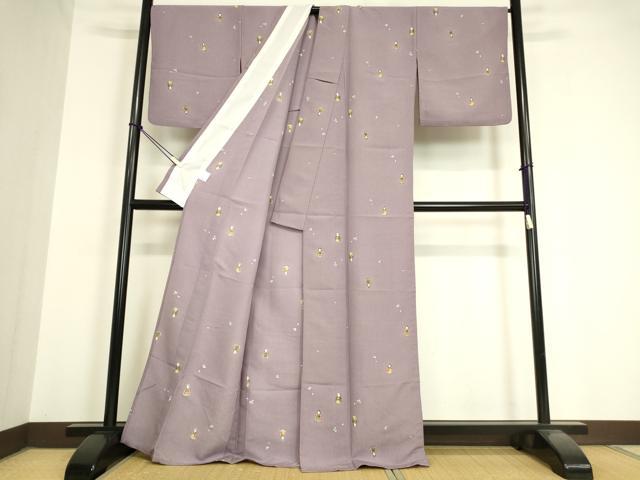 平和屋着物▽小紋　単衣　人物舞桜文　洗える着物　DAAV5584az