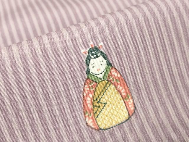 平和屋着物▽小紋　単衣　人物舞桜文　洗える着物　DAAV5584az