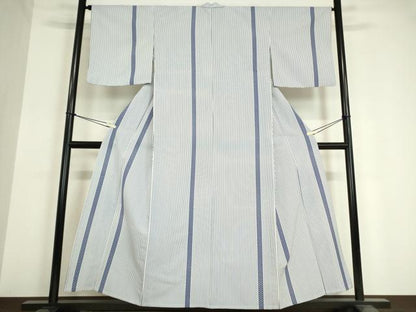 平和屋着物▽小紋　単衣　麻の葉間道　洗える着物　DAAV5588az