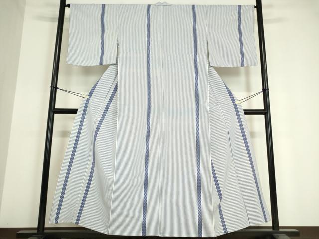平和屋着物▽小紋　単衣　麻の葉間道　洗える着物　DAAV5588az