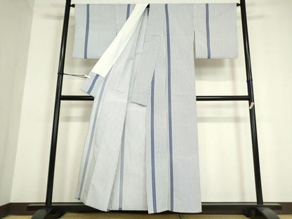 平和屋着物▽小紋　単衣　麻の葉間道　洗える着物　DAAV5588az