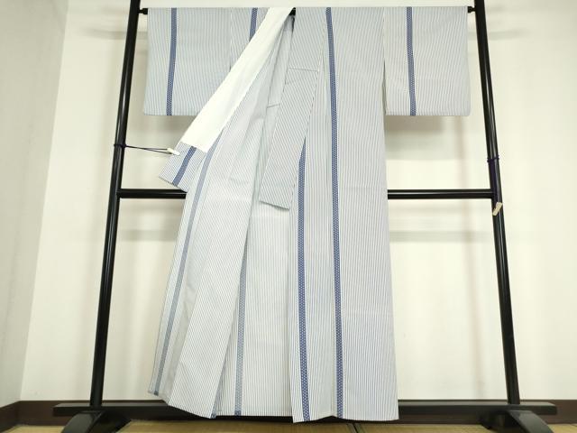 平和屋着物▽小紋　単衣　麻の葉間道　洗える着物　DAAV5588az