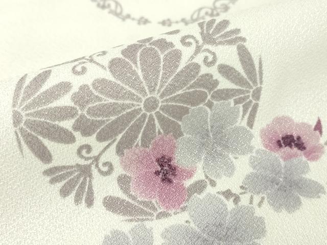 平和屋着物▽小紋 単衣 花丸文 洗える着物 DAAV5599az