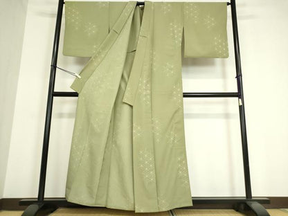 平和屋着物▽小紋 単衣 麻の葉文 洗える着物 DAAV5600az