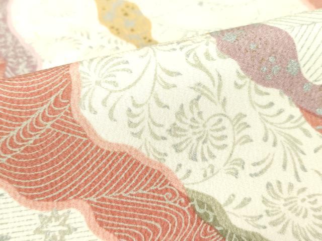平和屋着物▽小紋　単衣　道長花文　銀彩　洗える着物　DAAV5604az