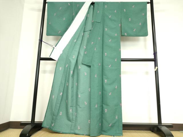 平和屋着物▽小紋 単衣 舞花文 洗える着物 DAAV5607az