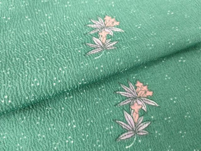 平和屋着物▽小紋 単衣 舞花文 洗える着物 DAAV5607az