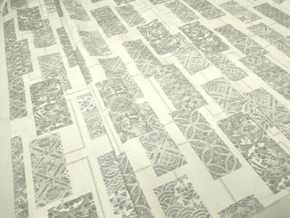 平和屋着物▽小千谷紬 単衣 七宝短冊花文 正絹 逸品 DAAV5609az