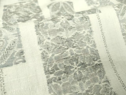 平和屋着物▽小千谷紬 単衣 七宝短冊花文 正絹 逸品 DAAV5609az