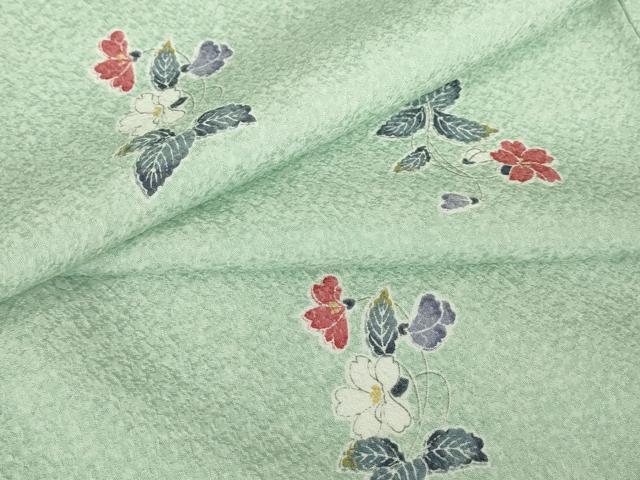 平和屋着物▽小紋 単衣 草花文 洗える着物 DAAV5610az