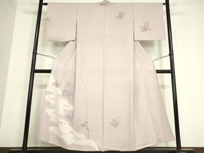 平和屋着物▽訪問着 単衣 刺繍 絞り 御所車花文 金彩 正絹 逸品 DAAV5613az
