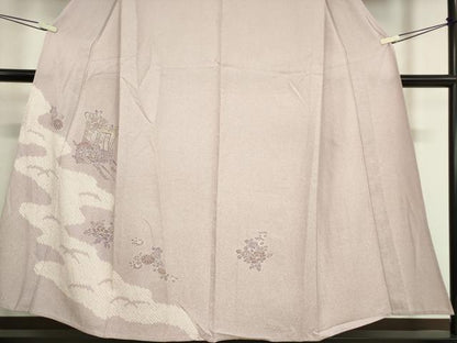平和屋着物▽訪問着 単衣 刺繍 絞り 御所車花文 金彩 正絹 逸品 DAAV5613az