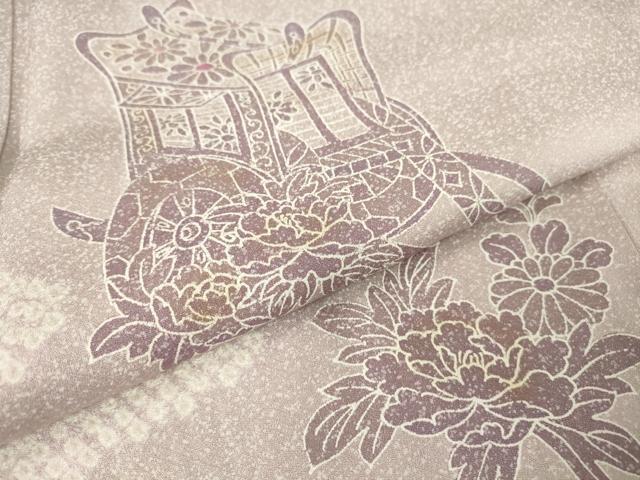 平和屋着物▽訪問着 単衣 刺繍 絞り 御所車花文 金彩 正絹 逸品 DAAV5613az