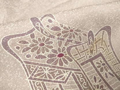 平和屋着物▽訪問着 単衣 刺繍 絞り 御所車花文 金彩 正絹 逸品 DAAV5613az
