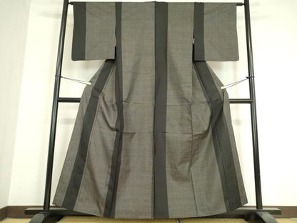 平和屋着物▽本場大島紬 単衣 7マルキ 間道 正絹 逸品 DAAV5617az