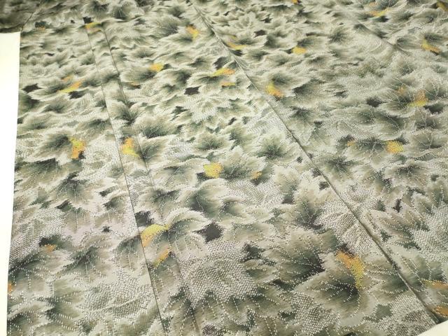 平和屋着物▽上質な紬 単衣 葉尽くし 正絹 逸品 DAAV5619az