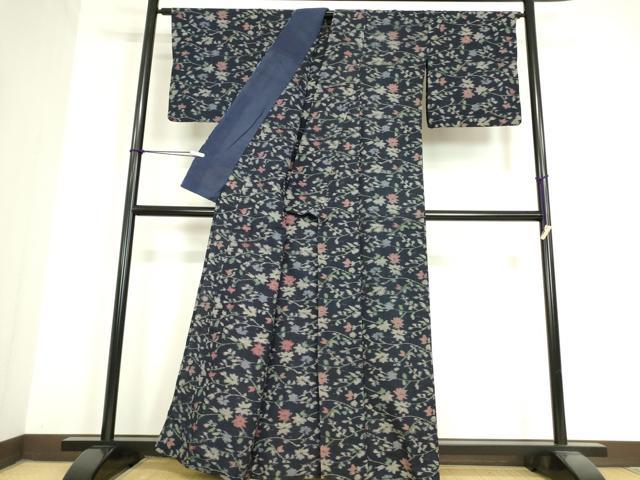 平和屋着物▽上質な小紋 単衣 草花文 綿 逸品 DAAV5621az