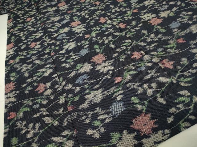 平和屋着物▽上質な小紋 単衣 草花文 綿 逸品 DAAV5621az