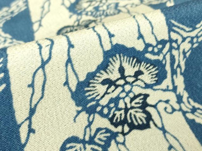 平和屋着物▽上質な小紋 単衣 藍 型絵染 亀甲松文 正絹 逸品 DAAV5622az