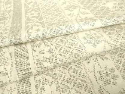 平和屋着物▽結城紬　単衣　花唐草間道　100亀甲　正絹　逸品　DAAV5624az