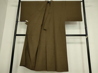 平和屋着物▽男性 紬 単衣 赤墨色 正絹 逸品 DAAV5626az