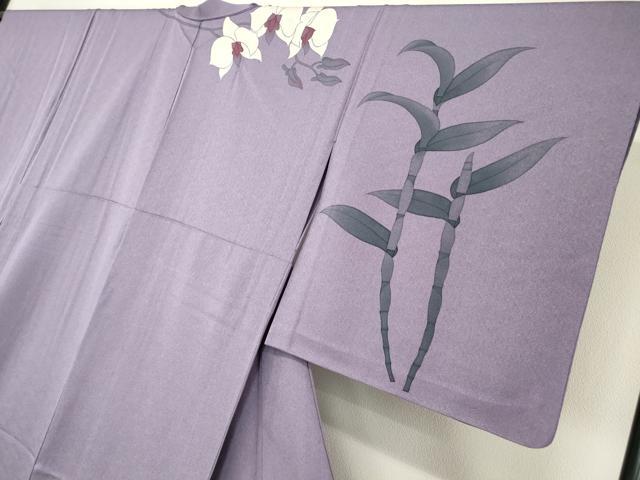 平和屋着物▽訪問着　単衣　作家物　蘭　手描き　正絹　逸品　DAAV5629az