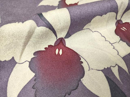 平和屋着物▽訪問着　単衣　作家物　蘭　手描き　正絹　逸品　DAAV5629az