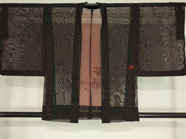 平和屋着物▽羽織 スリーシーズン 春夏秋 塵除け 紗 流水楓文 レース 正絹 逸品 DAAV5633az
