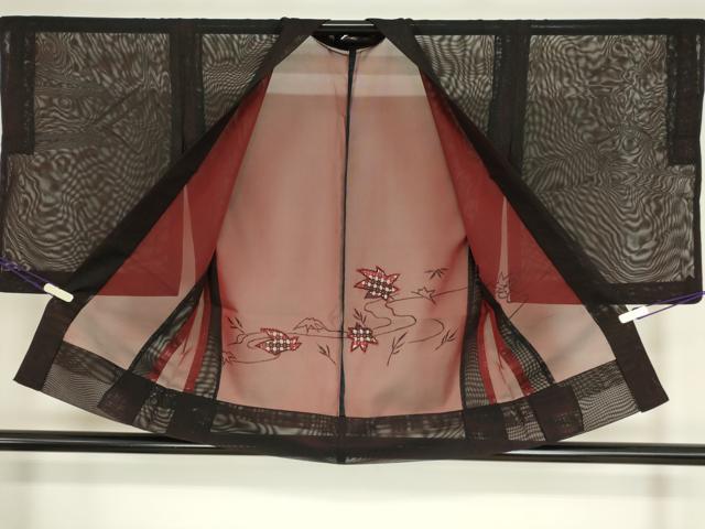 平和屋着物▽羽織 スリーシーズン 春夏秋 塵除け 紗 流水楓文 レース 正絹 逸品 DAAV5633az