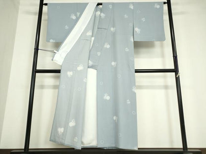 平和屋着物▽上質な小紋 単衣 雪輪花文 蛍暈し 正絹 逸品 DAAV5635az