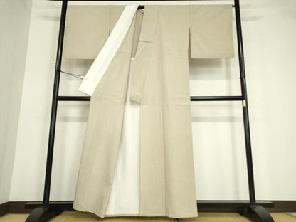 平和屋着物▽本塩沢 単衣 縞 正絹 逸品 DAAV5636az