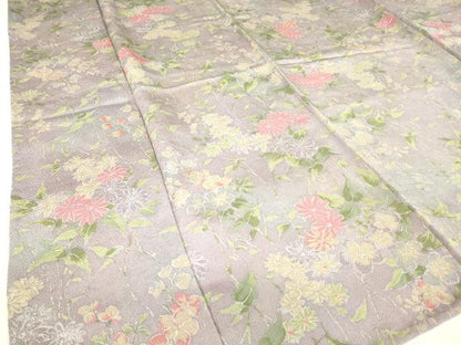 平和屋着物▽上質な小紋 単衣 草花文 鬼しぼ縮緬 正絹 逸品 DAAV5639az