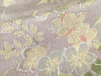 平和屋着物▽上質な小紋 単衣 草花文 鬼しぼ縮緬 正絹 逸品 DAAV5639az