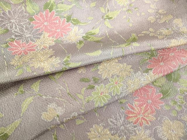 平和屋着物▽上質な小紋 単衣 草花文 鬼しぼ縮緬 正絹 逸品 DAAV5639az