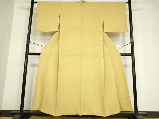 平和屋着物▽上質な色無地 単衣 蜂蜜色 ワンポイント 正絹 逸品 DAAV5641az