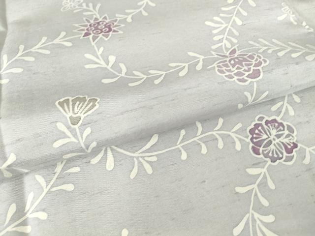 平和屋着物▽白山紬 単衣 型染め 草花文 正絹 逸品 未使用 DAAV5646az