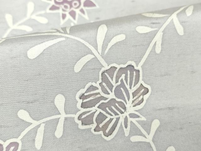平和屋着物▽白山紬 単衣 型染め 草花文 正絹 逸品 未使用 DAAV5646az