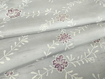 平和屋着物▽白山紬 単衣 型染め 草花文 正絹 逸品 未使用 DAAV5646az