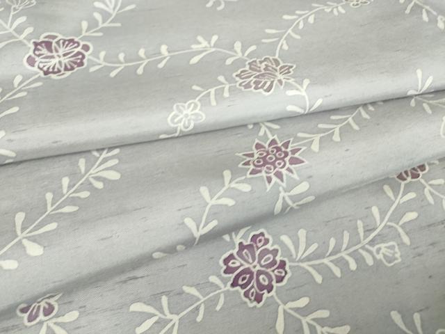 平和屋着物▽白山紬 単衣 型染め 草花文 正絹 逸品 未使用 DAAV5646az