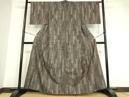 平和屋着物▽本場大島紬 単衣 7マルキ 変わり縞 正絹 逸品 DAAV5647az